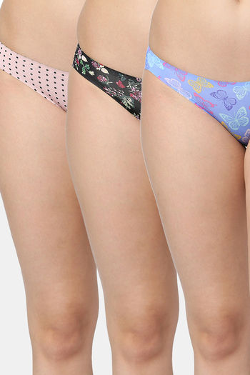 Buy Red Rose Medium Rise 3/4th Coverage Bikini Panty (Pack of 3) - Multicolor